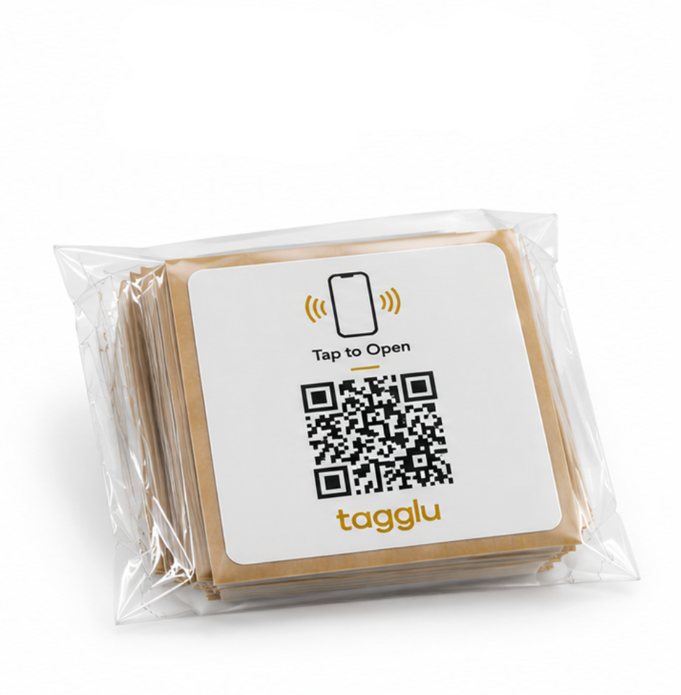Tagglu NFC + QR Smart Tags – 25 Pack