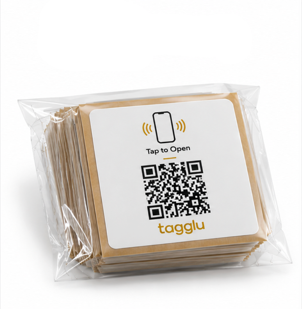 Tagglu NFC + QR Smart Tags – 50 Pack